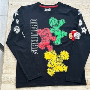 NWT new Super Mario Black Long Sleeve Shirt size 14-16 years